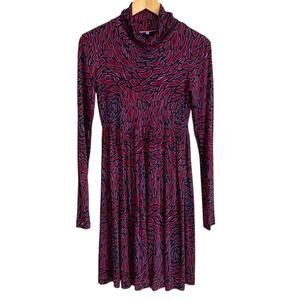 Vintage Vivienne Tam Silk Long Sleeve Mock Neck Babydoll Skater dress S